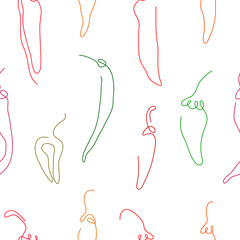 One line art style spicy pepper. Abstract creative food in minimalism design. Hand drawn vector illustration. 