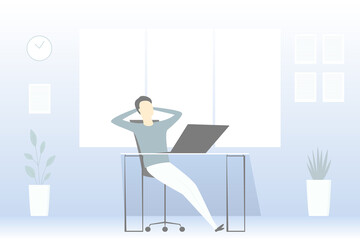 Break in work. Office. Vector illustration.