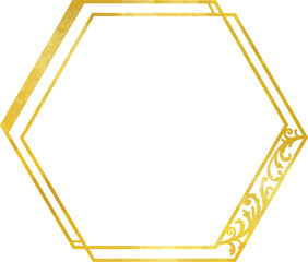 ゴールドの六角形フレーム　ベクター素材