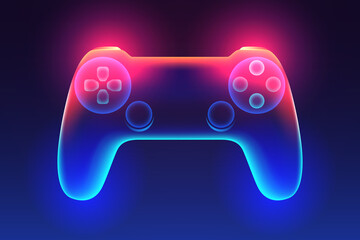 Colorful glowing gamepad on dark background. Vector illustration © andrush