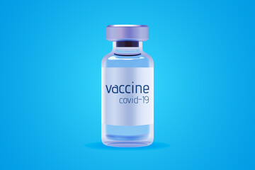 Coronavirus vaccine realistic bottle. Covid-19 vaccination concept. Vector illustration
