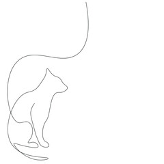 Cat animal line drawing, vector illustration