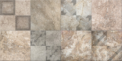 patterned stone marble in beige and gray tones, block array background