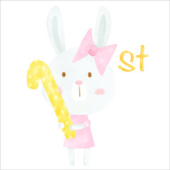 Easter bunny rabbit with number one