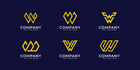Set of w logo design collection inspiration