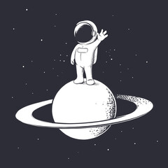 astronaut welcomes us on Saturn © Galacticus