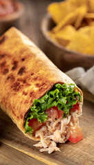 Chicken Burrito With Lettuce and Tomato