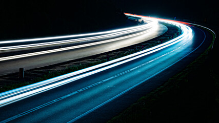 lights of cars with night. long exposure