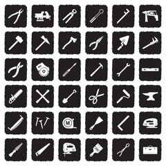 Tools Icons.Grunge Black Flat Design. Vector Illustration.