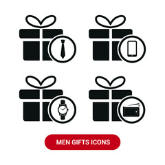 Vector image. Collection of icons of gifts for men.