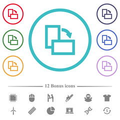 Rotate right flat color icons in circle shape outlines