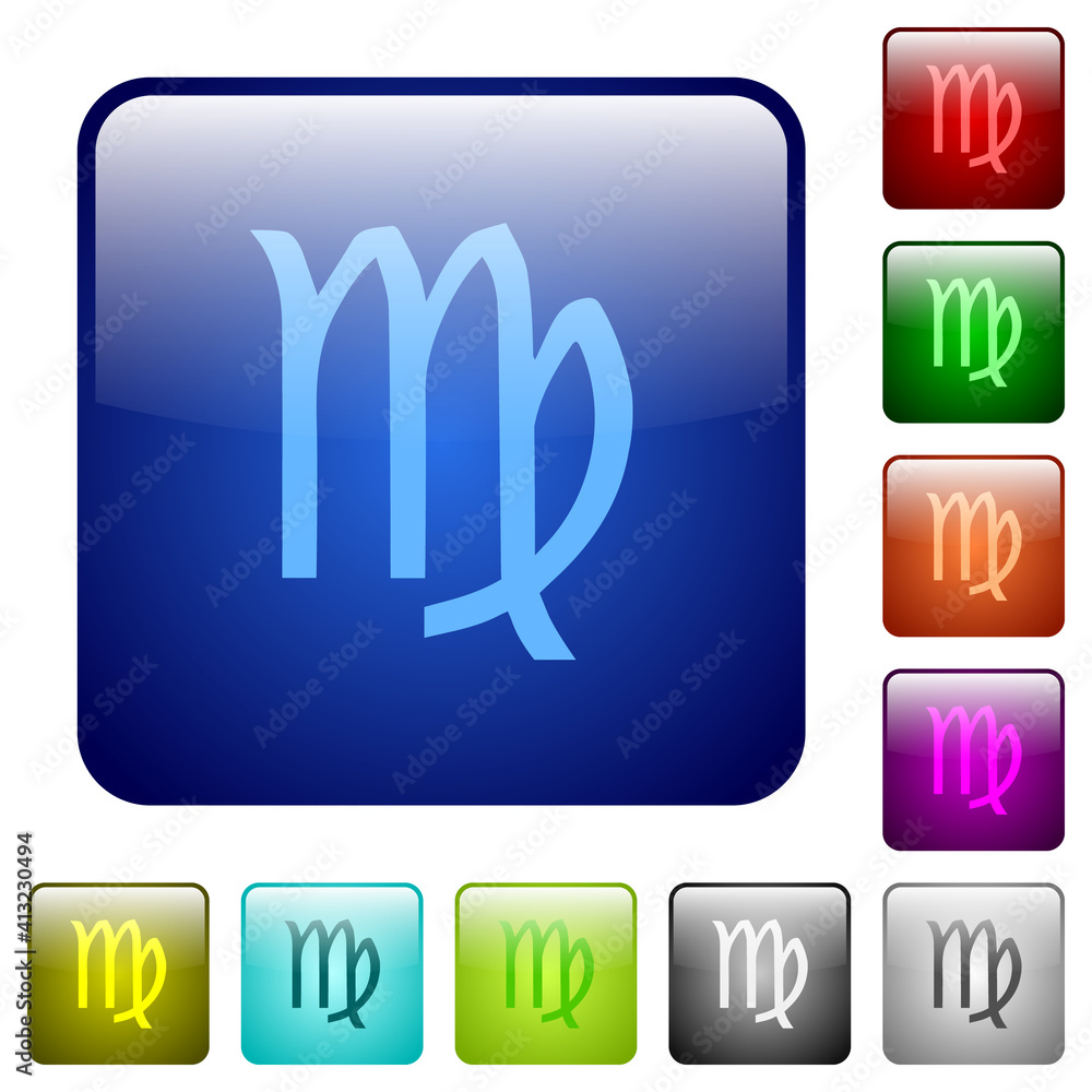 Sticker virgo zodiac symbol color square buttons