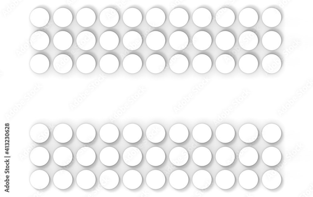 Aufkleber 3d rendering. abstract minimal white circle buttons art design wall background.