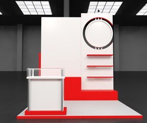 3d rendered red and yellow booth for customizing