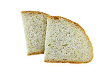 Two slices of bread on a white background.