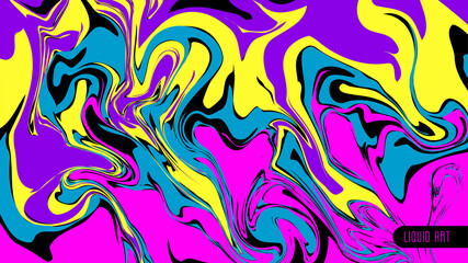 Liquid art, colorful abstract background. Fluid marble texture. Vector illustration.