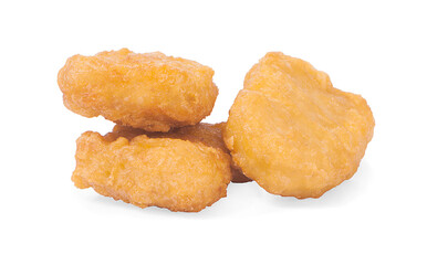 Fried chicken nuggets isolated on white
