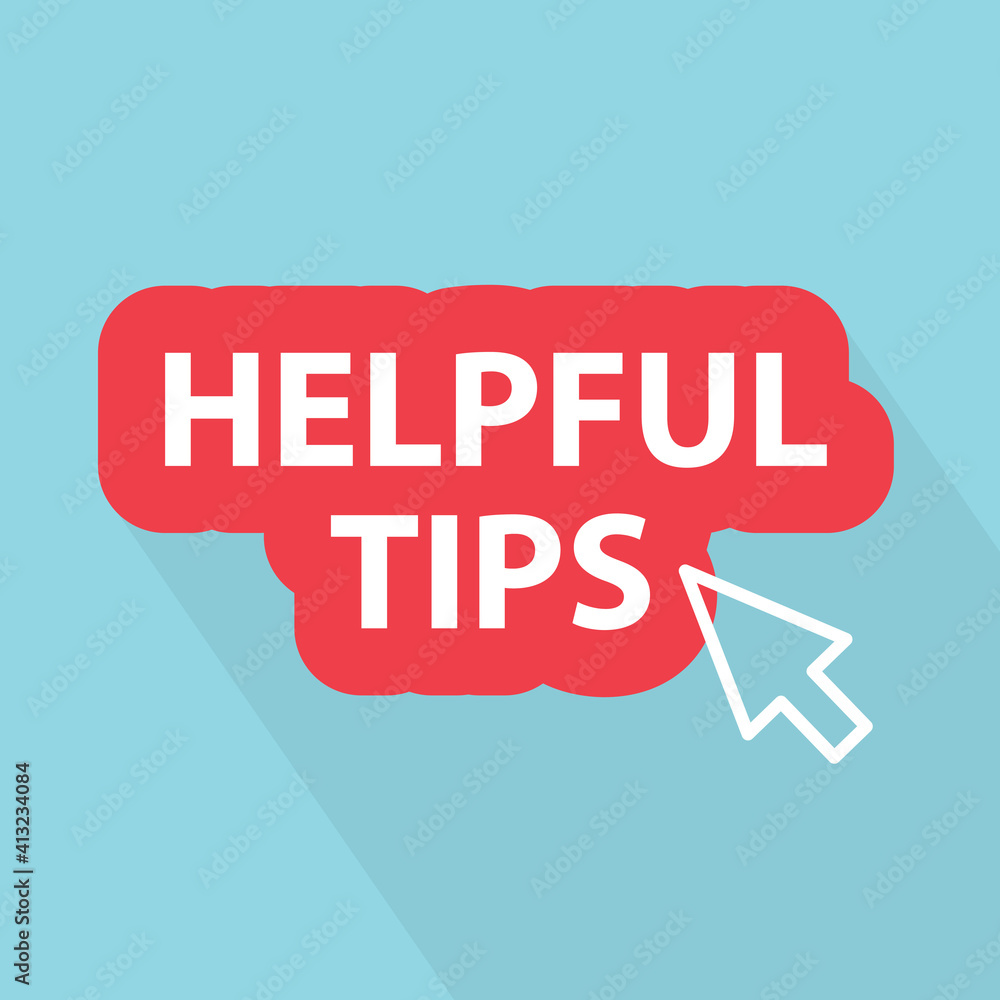 Poster helpful tips button with mouse pointing arrow- vector illustration