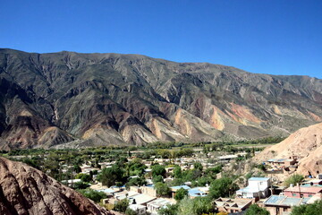 Fototapeta na wymiar Jujuy, a province of the remote northwestern Argentina, is characterized by the spectacular rock formations, hills of the Quebrada de Humahuaca 