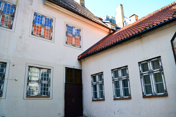 Fototapeta na wymiar Medieval architecture in the Old Town of Riga, Latvia, Baltic states.