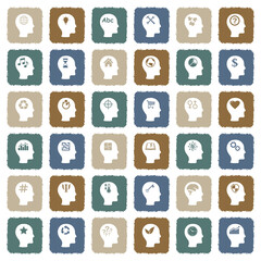 Thinking Heads Icons. Grunge Color Flat Design. Vector Illustration.