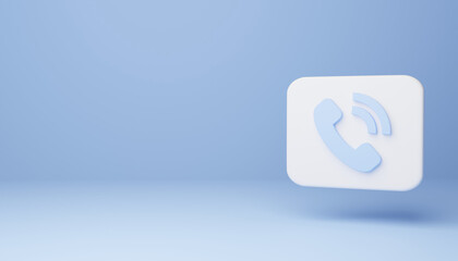 Call button symbol icon isolated on blue background . 3D Render Illustration