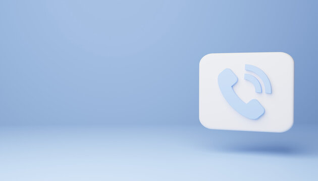 Call button symbol icon isolated on blue background . 3D Render Illustration © arman