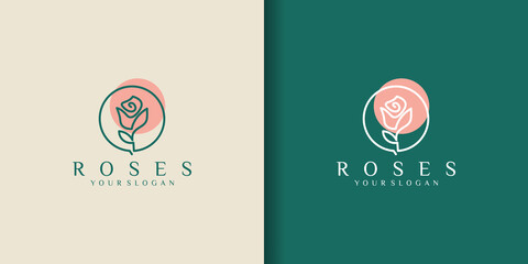 rose logo flower vector icon illustration - obrazy, fototapety, plakaty
