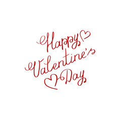 Happy Valentine's Day phrase made with a red marker on a white background.