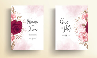 Elegant wedding invitation patterned with beautiful roses
