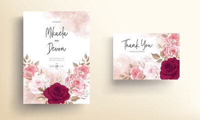 Elegant wedding invitation patterned with beautiful roses