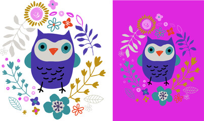 owl poster. Owl design for girls. owl t shirt print pattern
