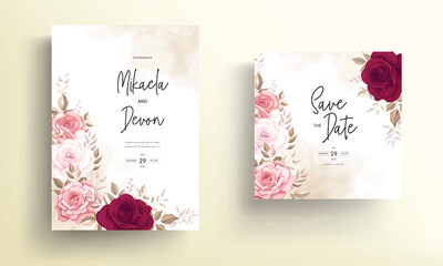 Elegant wedding invitation patterned with beautiful roses
