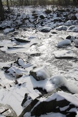 River in the winter on Czech countryside