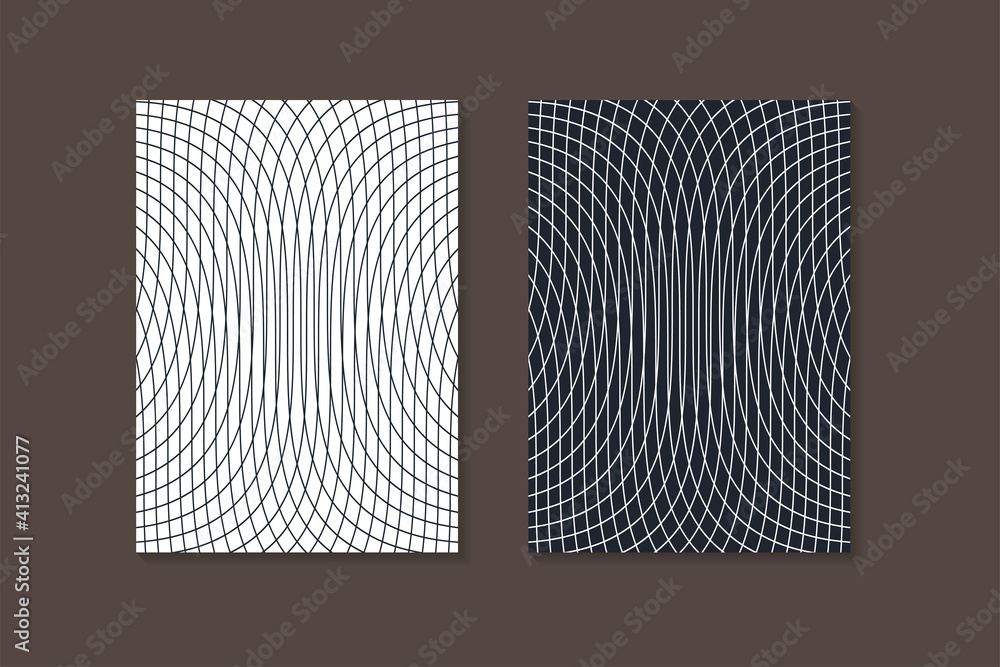 Poster brochure design template minimal design. modern geometric abstract pattern vector background. curved