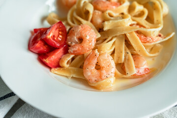 Italian creamy pasta with shrimp