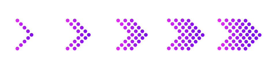set of purple arrows to the right isolated on white background. arrow icon. Gradient. Vector illustration