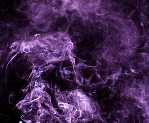 Purple smoke isolated on black background. Abstraction