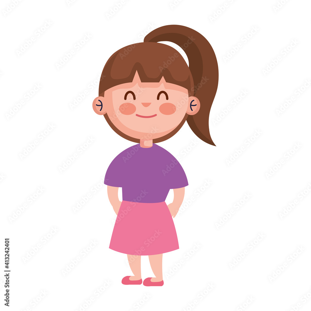 Wall mural young little girl avatar character vector illustration design