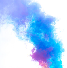 Fototapeta na wymiar Blue and pink smoke isolated on a white