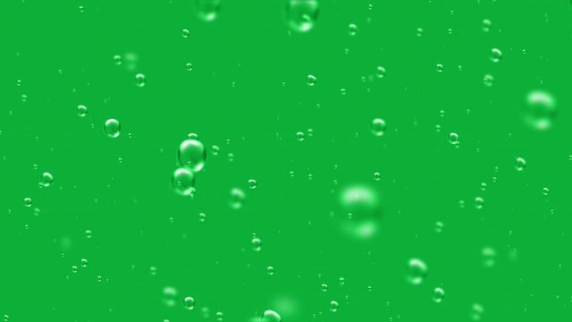 Underwater bubbles transparent ovelay on chroma key green screen