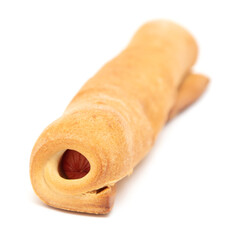 Sausages in dough isolated on white