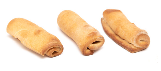 Sausages in dough isolated on white
