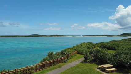 Obraz premium 宮古島 西平安名崎展望台 池間大橋 池間島 宮古列島 南西諸島 沖縄県