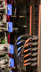 Socket strips PDU for server power connection in the server rack - 413244832