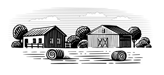 house with barn and trees © bioraven