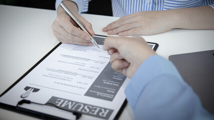 Job seeker has signed an employment contract with the employer or company HR, Signing a contract...