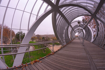 A spiral-shaped bridge in Madrid Spain