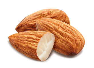 Almonds isolated on white background