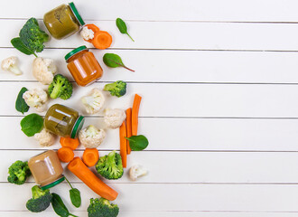 baby food on a white background. Selective focus